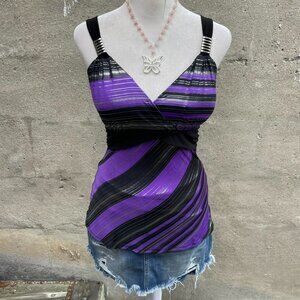 Vintage Y2K Gidani USA Black and Purple Going Out Top